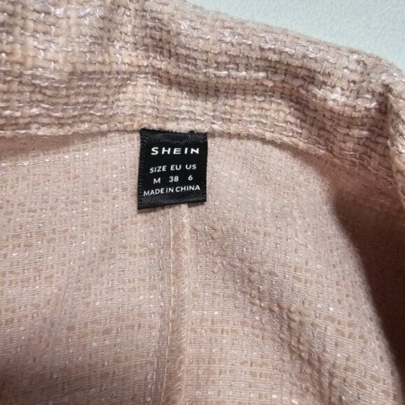 Shein Tweed Two Piece Suit Set Wide Leg Trousers Cropped Blazer Size Medium - Picture 11 of 11